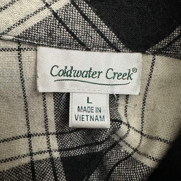 Coldwater Creek Plaid Wool Blend Jacket Women’s L Black White Button‎ Front - Picture 2 of 10